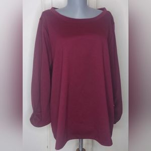 Liz Claiborne Women's Burgandy Blouse,Long Sleeve, Size XXL. Nwt.
